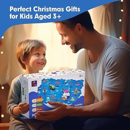 Miniatura 8 de Puzzle Racer - Juego de pistas de coche para niños de 3 años, rompecabezas de dinosaurio, juego de autos de pista para niños de 3 a 5 años con coche