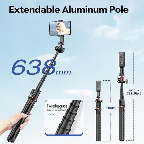 Miniatura 9 de Fotopro Trípode flexible horizontal para teléfono con zapata fría para mini teléfono, trípode para selfies vlogging, maquillaje, transmisión en vivo
