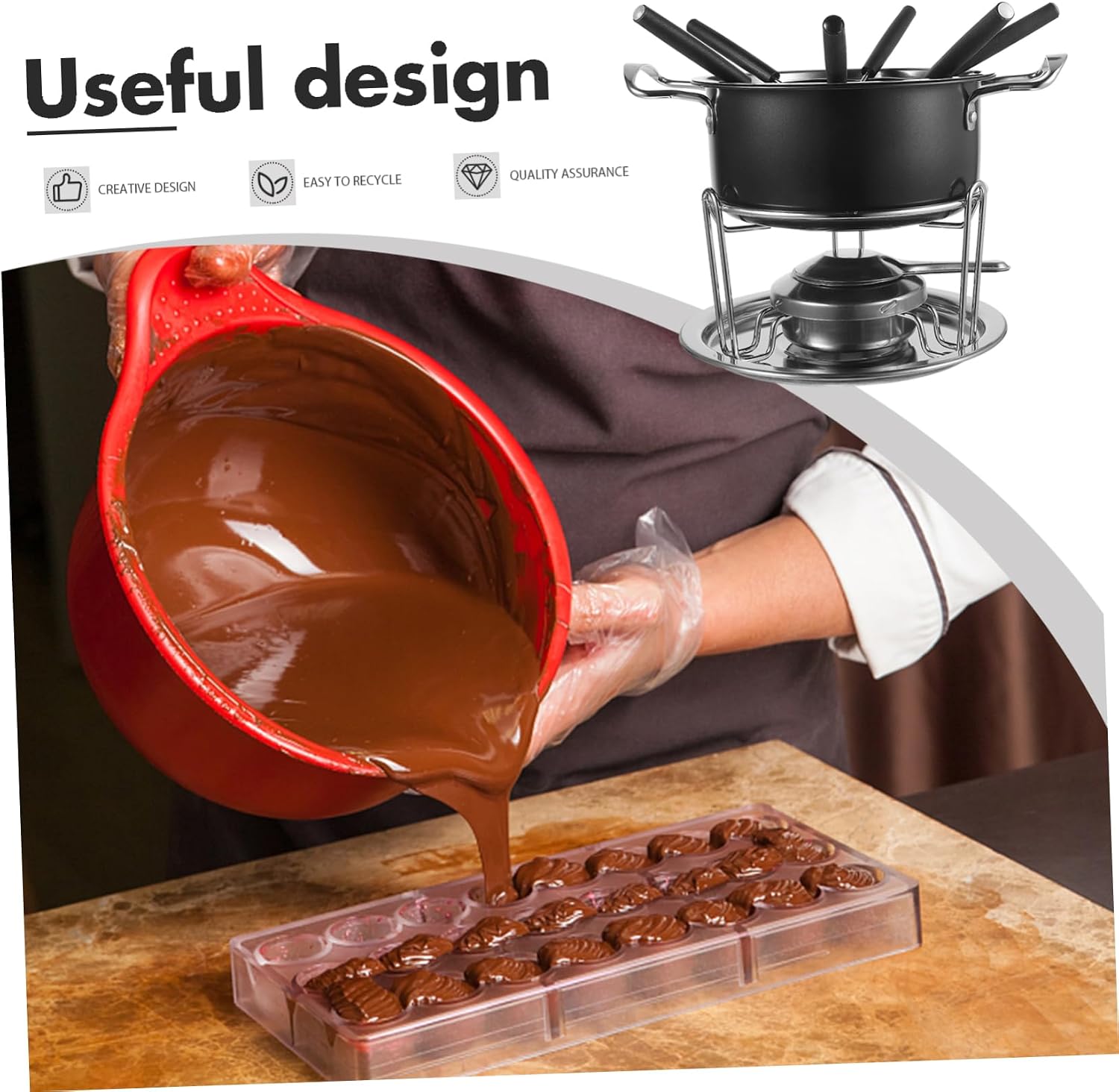 PRETYZOOM 1 Set Chocolate Melting Oven Chocolate Melting Pot - Nonstick Fondue Cheese Fondue Pot Fondue Maker DIY Melting Pot Tool Chocolate Warming Pot Sweet Fonduecup Black Stainless Steel