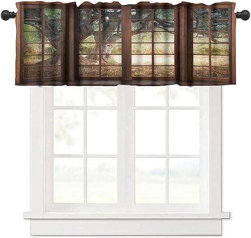 Miniatura 10 de Cortinas de cenefa de bosque gótico, cenefa de cortinas de bosque misterioso con niebla para cocina, dormitorio, sala de estar, 54 x 18 pulgadas