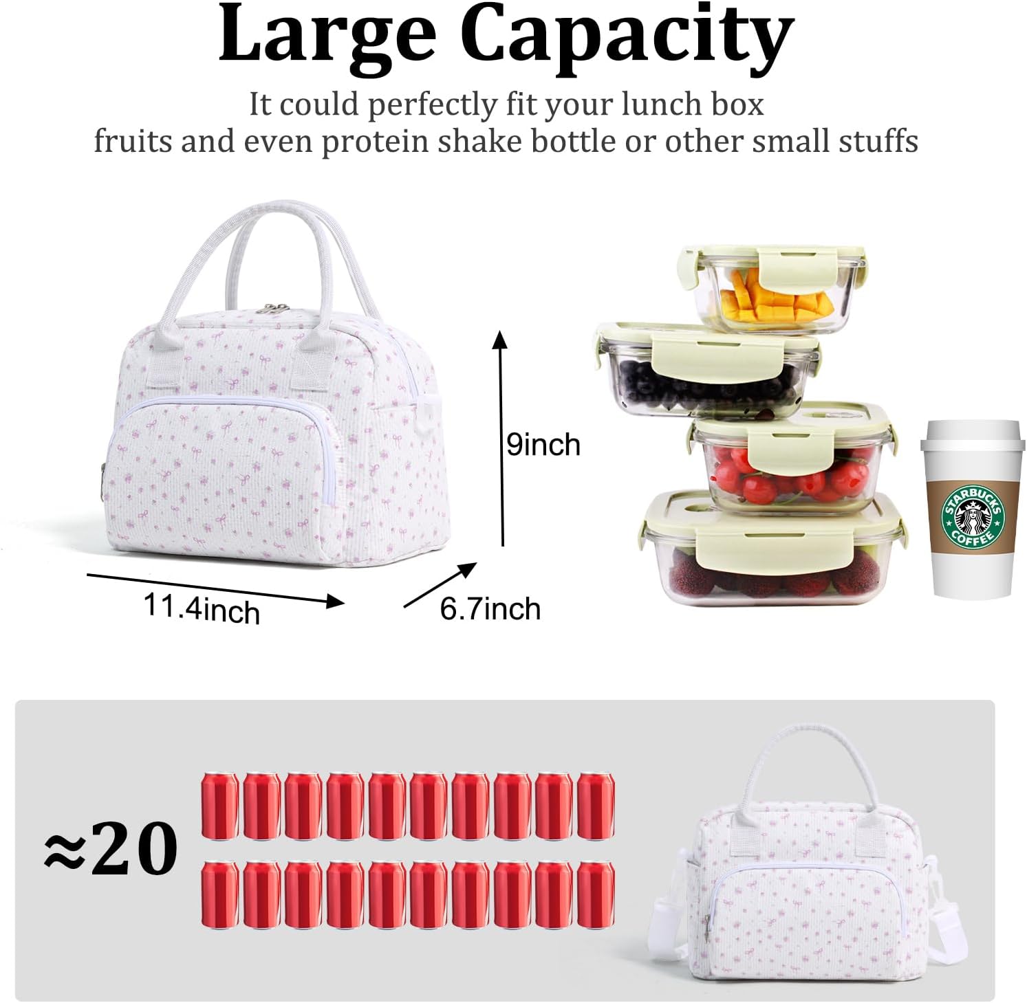 MEXS Insulated Lunch Bag for Women Men Large Reusable Lunch Box Adult Leakproof Portable Cooler Tote Bags for Work Picnic