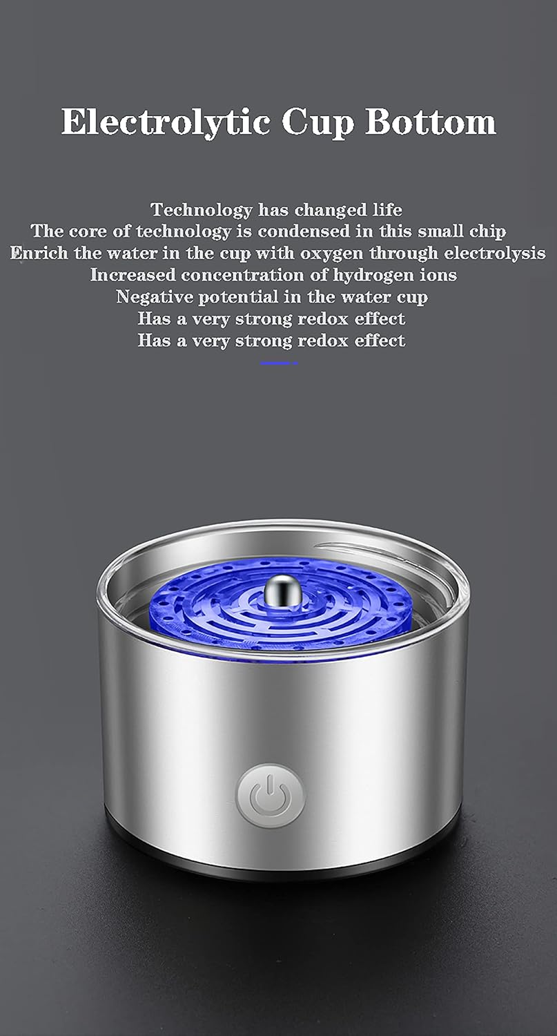 Hydrogen Water Bottle, Portable USB Rechargeable 3-mins Water ionizer Bottle, Anti-Oxidation and Anti-Aging Glass Health Cup, Hydrogen up to 800-1000 PPB
