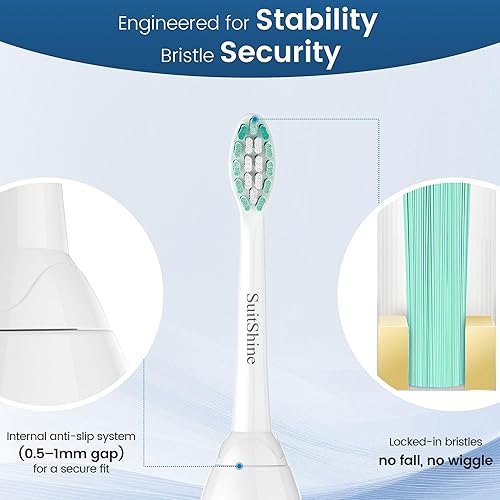 Vista 4 de Cabezales de repuesto para cepillos de dientes compatibles con Philips Sonicare y más mangos de clic, paquete de 8 unidades, color blanco