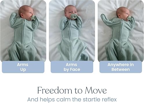 HALO Sleepsack SwaddleStretch, Arms Up or Extended Arms, Newborn Baby Swaddle, 0 3 Months, 0.5 TOG, Calm Sage