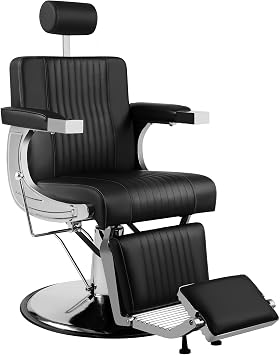 Heavy Duty Barber Chair, Hydraulic Reclining Salon Chairs for Hair Stylist, 360 Degree Swivel Hair Chair with Adjustable Headrest and Footrest, for Barbershop, Black