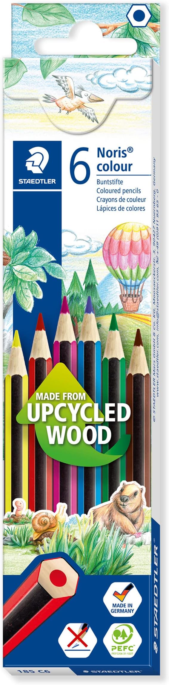 STAEDTLER 185 C6 Noris Colour Pencils - Assorted Colours (Pack of 6)