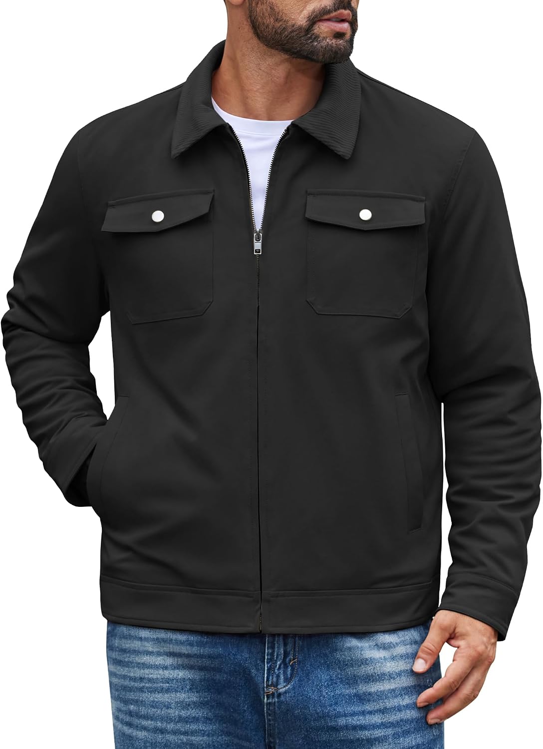 COOFANDY Men's Casual Work Jacket Quilted Lined Jackets Fall Winter Coat