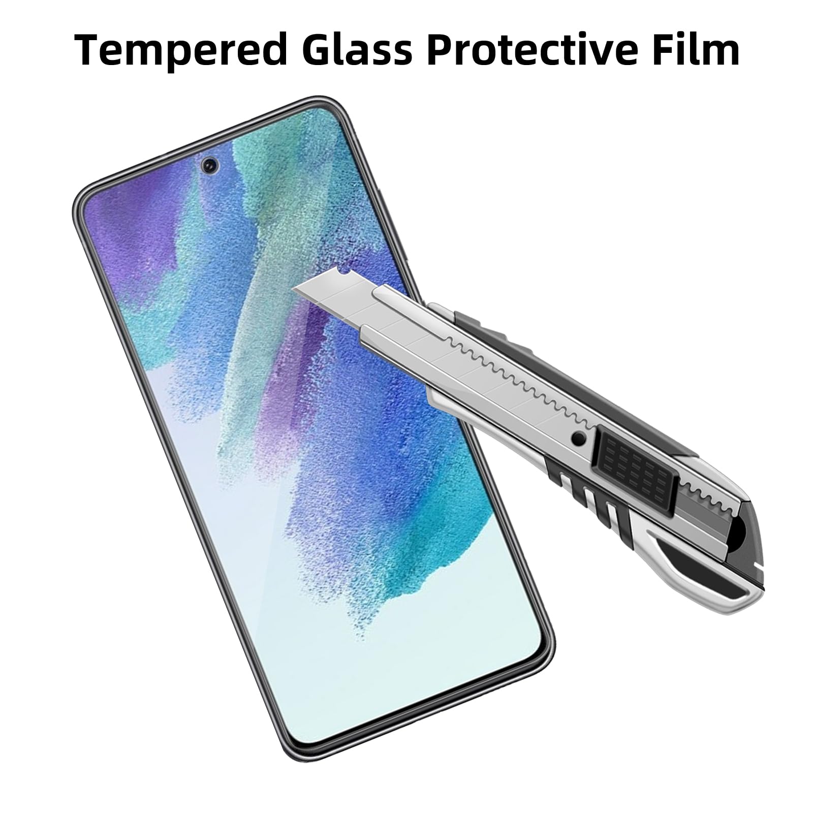 Confezione da 4 pellicole proteggi schermo in vetro compatibili con Samsung Galaxy S21 FE 5G / SM-g990u, durezza 9H, in vetro temperato HD, resistente ai graffi, facile da installare