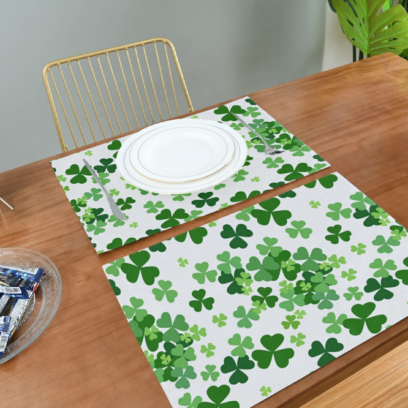 St. Patrick's Day Tischläufer & Sets – Baumwollmix Mit Klee-Motiv, 228 Cm Lang + 6 Platzsets