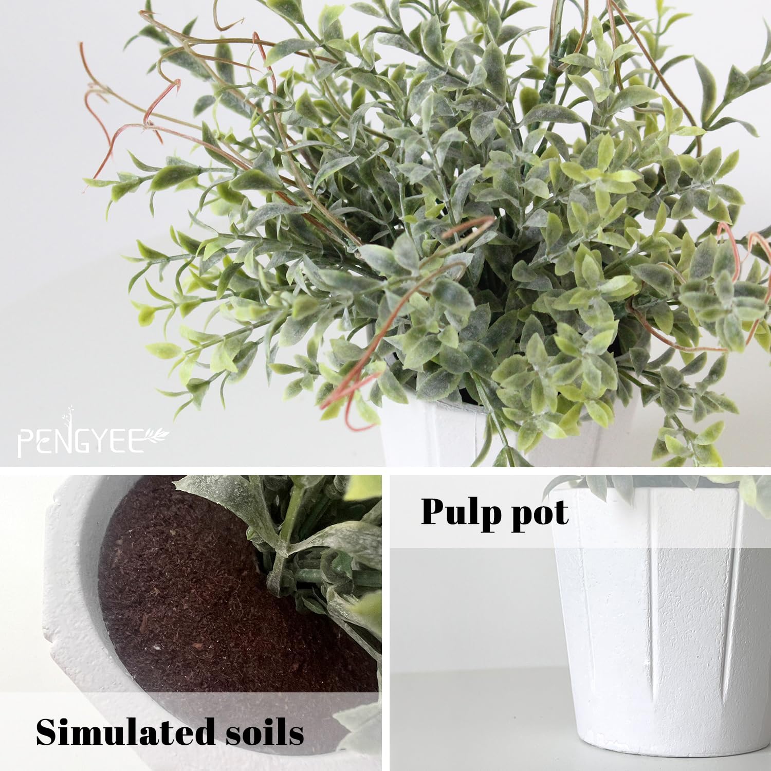 Paquete de 4 plantas artificiales pequeñas, plantas artificiales de interior para decoración del hogar, pequeñas plantas de imitación de interior, plantas falsas en maceta blanca para baño, 4