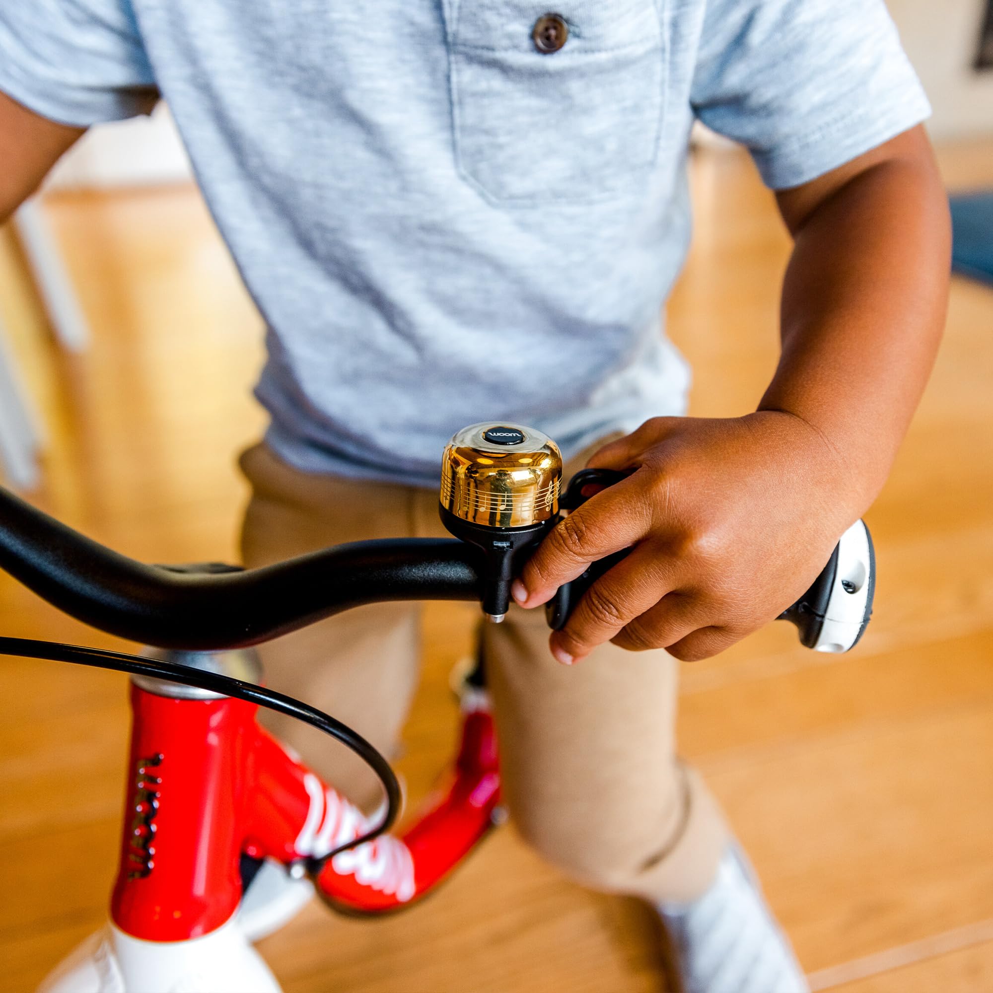 woom Vienna Bell Fahrradklingel für Kinder, Laut, für Jungen und Mädchen, für 19–22,2 mm Durchmesser, Messing-Klangkörper, Goldglänzend Sport & Freizeit