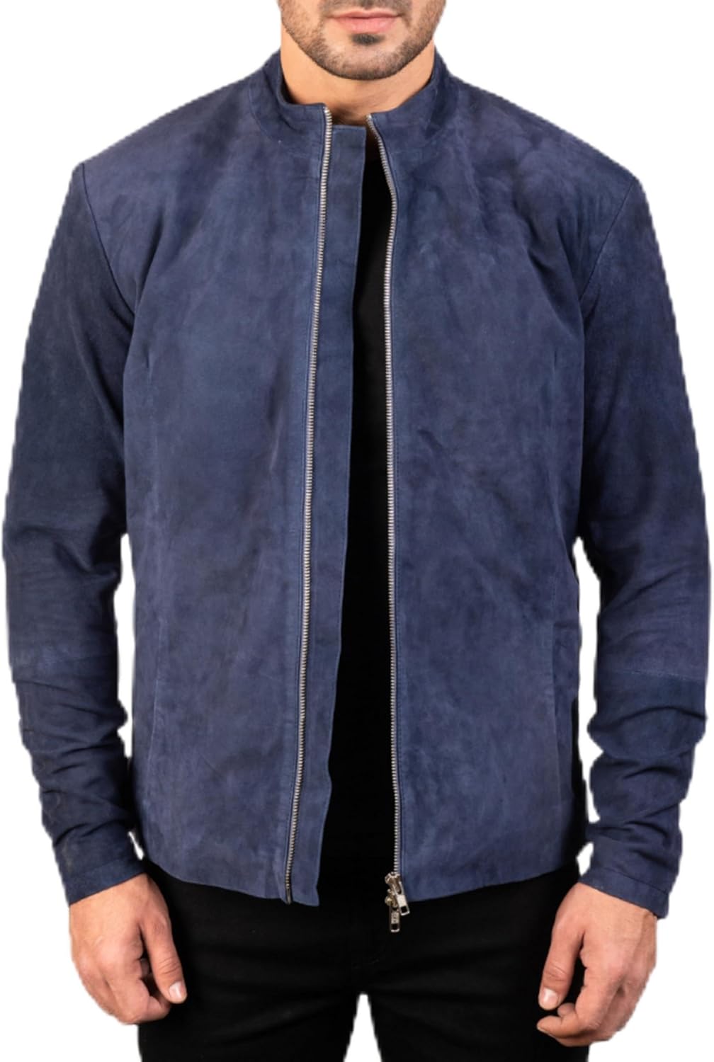Brown Suede Jacket Men - Black Real Lambskin Leather Jacket for Men and blue suede jacket