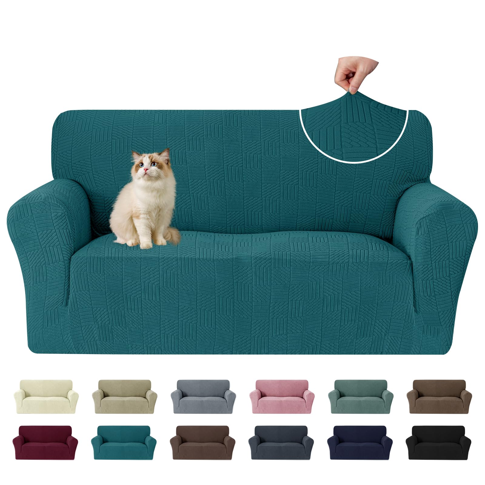 Ystyle Funda de Sofá 2 plazas, Universales Fundas para Sillones Elástica con Reposabrazos, Cubre Sofa Antideslizante Antimanchas, Protector de Muebles para Perros y Mascotas, Verde Oscuro Global Recycled Standard Global Recycled Standard Global Recycled Standard
