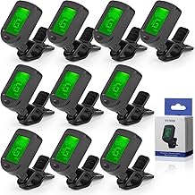 Boao 10 Pcs Guitar Tuner, Clip on Tuner with Chromatic Modes, Digital Electronic Clear LCD Display, 360 Degree Rotation for Acoustic/electric Guitar, Ukulele, Bass, Violin, Banjo, Mandolin