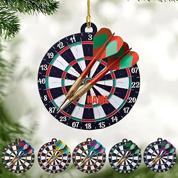 Custom Dart Board Christmas Ornaments 2025, Personalized for Dart Lover, Custom Xmas Dartboard Hanging Decorations, Dartboard Ornaments Customized 05