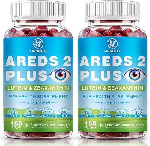 AREDS 2 + cápsulas blandas de luteína y zeaxantina, vitaminas para los ojos, 40 mg de luteína y 4 mg de zeaxantina con vitaminas C, E, azafrán,