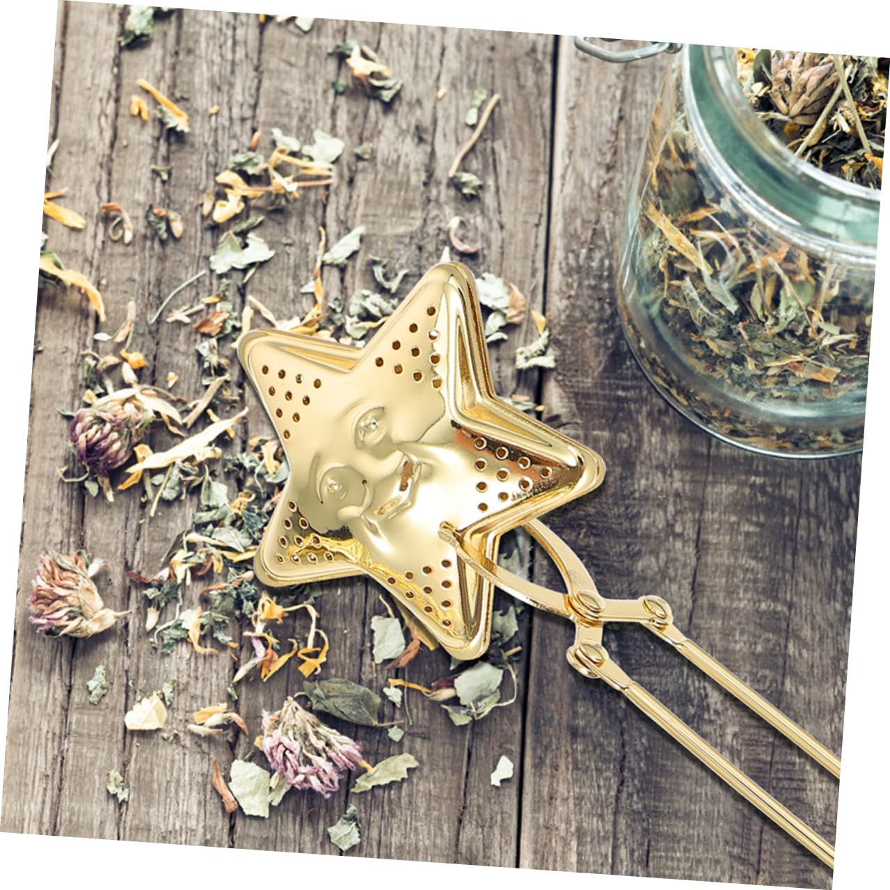 Lurrose Infuseur à Thé en Acier Inoxydable Forme Étoile et Lune Filtre à Thé en Vrac Passoire Fine Solide Infuser la Maison Voyage