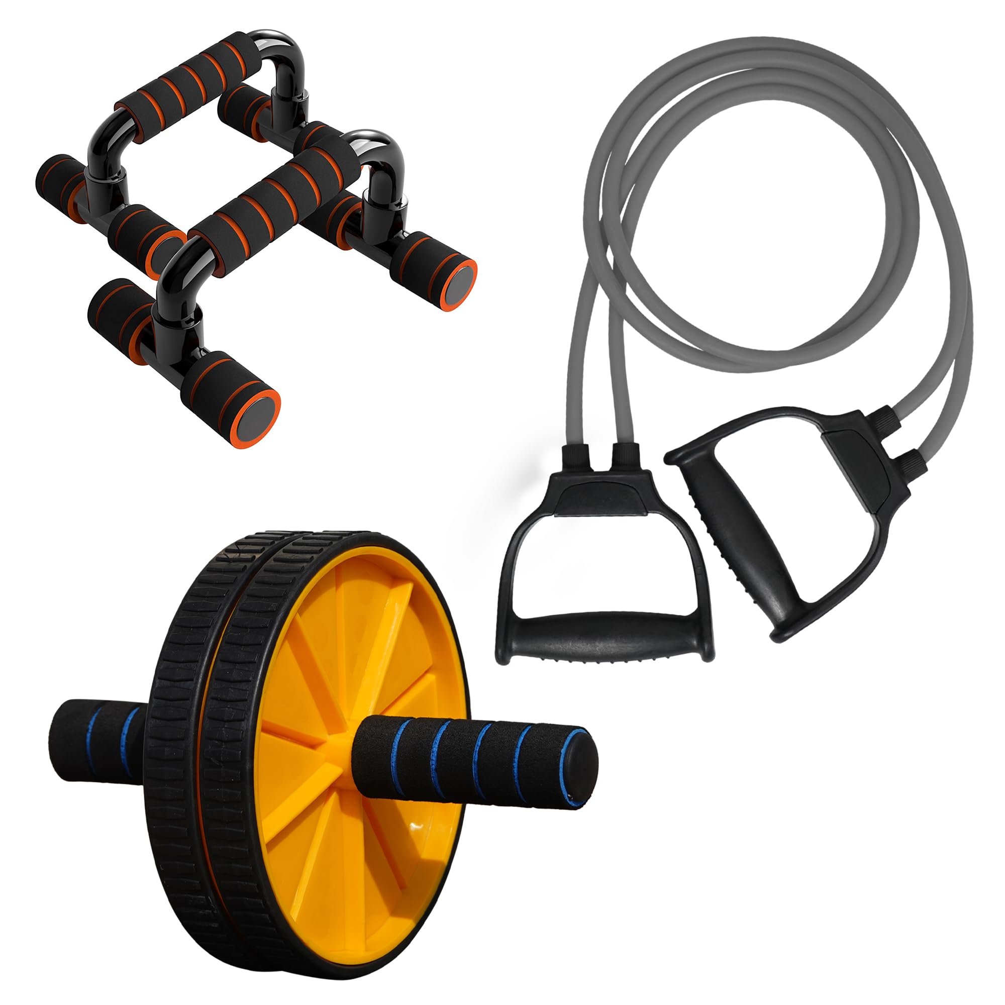 Quick Fit Ab Roller & Double Toning Tube with Pushup Bar Combo | Double Wheel Ab Roller | Toning Tube | Pushup Stand | Ab Exerciser | Fitness Combo | Gym Accessories | Full Body Workout Kit-image-9