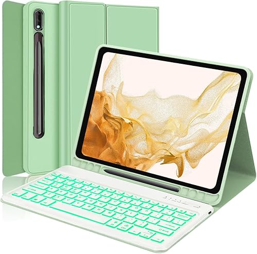 Funda de teclado para Samsung Galaxy Tablet S8+ PlusS7 FES7 Plus 5G de 12.4 pulgadas, teclado S7 FE, funda Samsung Tab S8 Plus, 7 colores