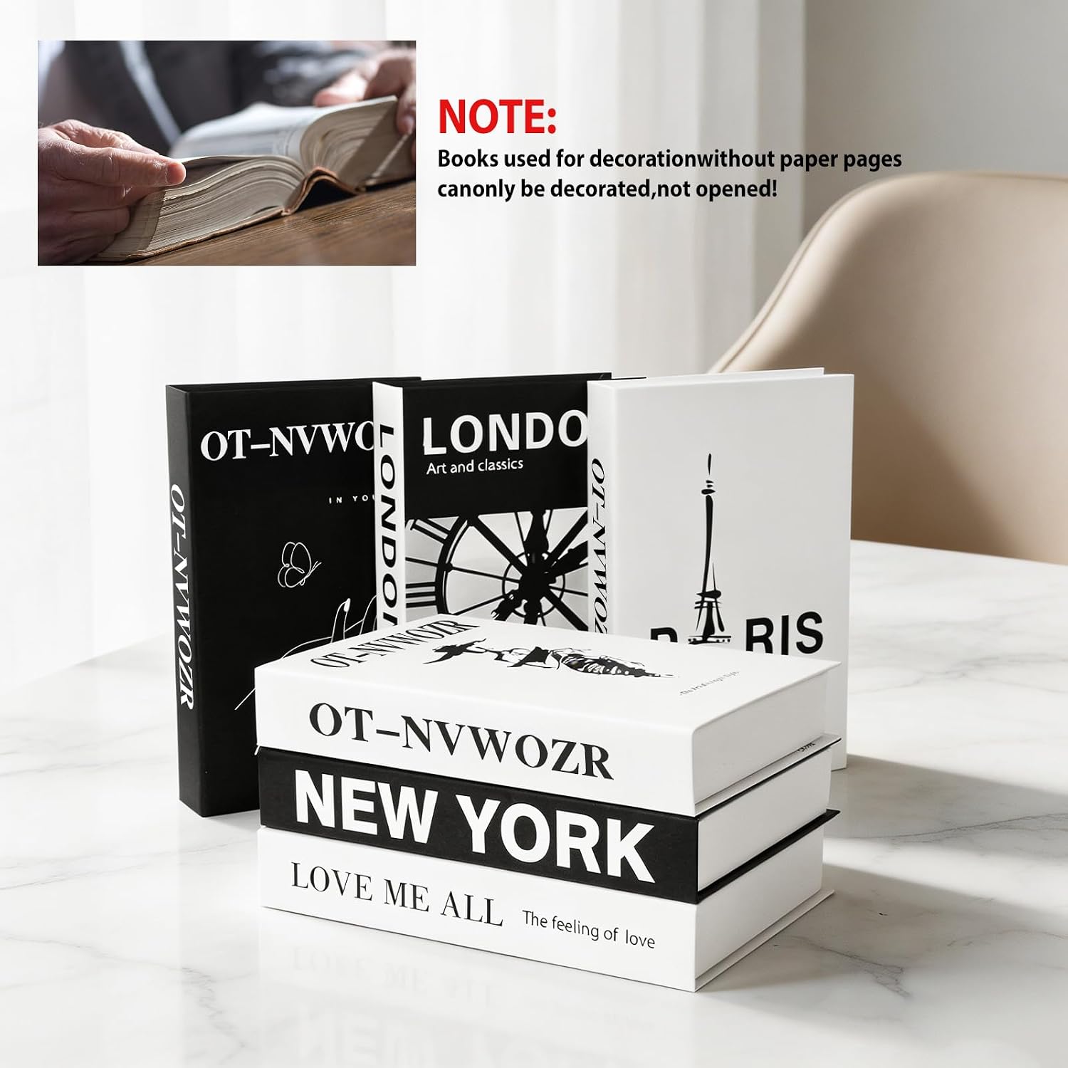 6pcs Decorative Book for Room Decor, Aesthetic Fake Book for Home Decor, Fashion Faux Book Modern Decor Books for Coffee Table Bookshelf Library (27 * 17 * 4cm-C) image 5