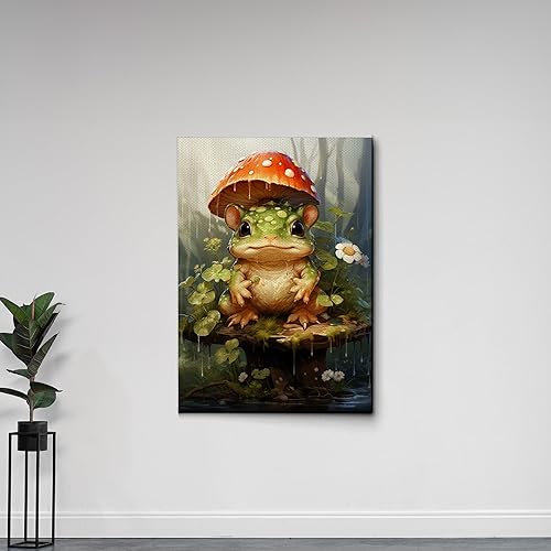 Miniatura 3 de Vintage Frog Mushroom Wall Art Prints,Cute Frog Mushroom For Kids Classroom Retro Creativity Nature Illustration Print Wall Art Picture for Living