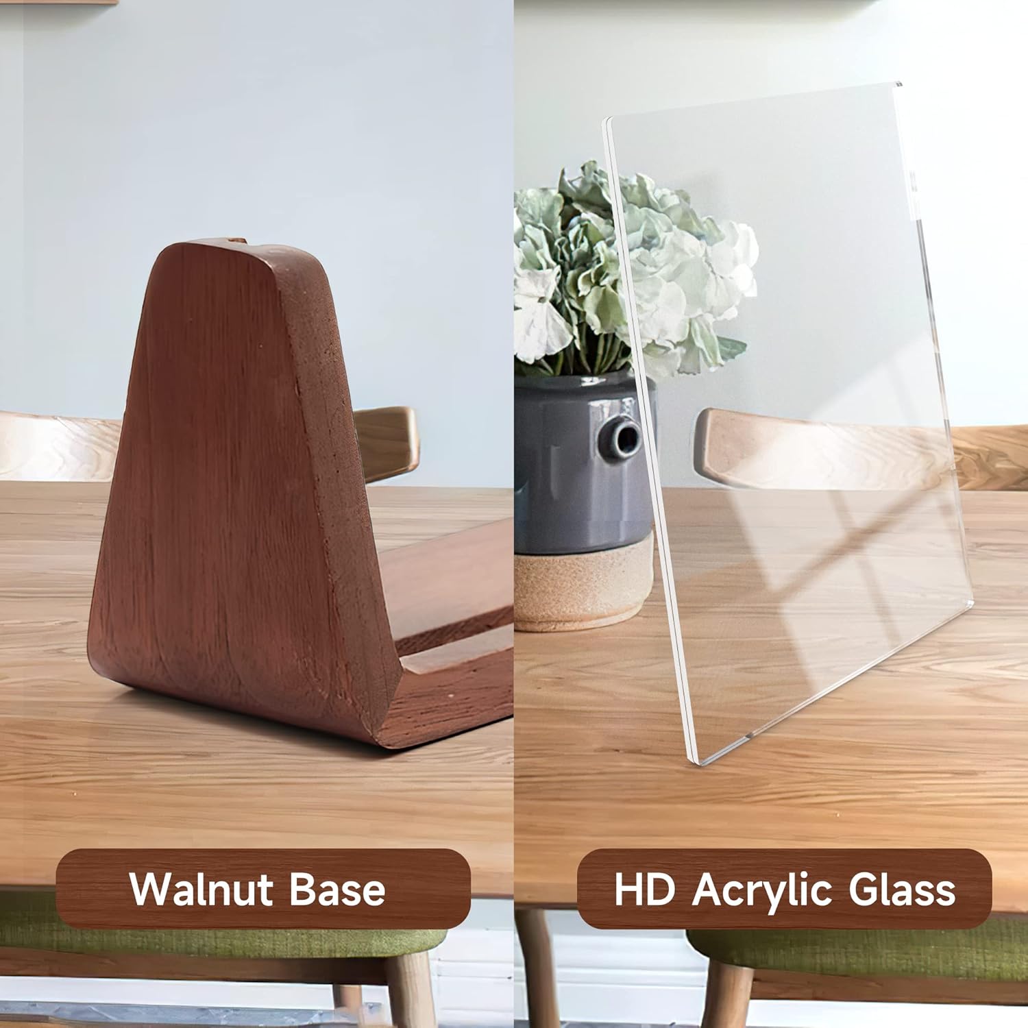 5x7 picture frames, Solid Rustic Wooden Photo Frames with Walnut Wood Base and High Definition Acrylic Glass Covers - 4 Pack for Tabletop or Desktop Display (5x7 inch, 4 Pack)
