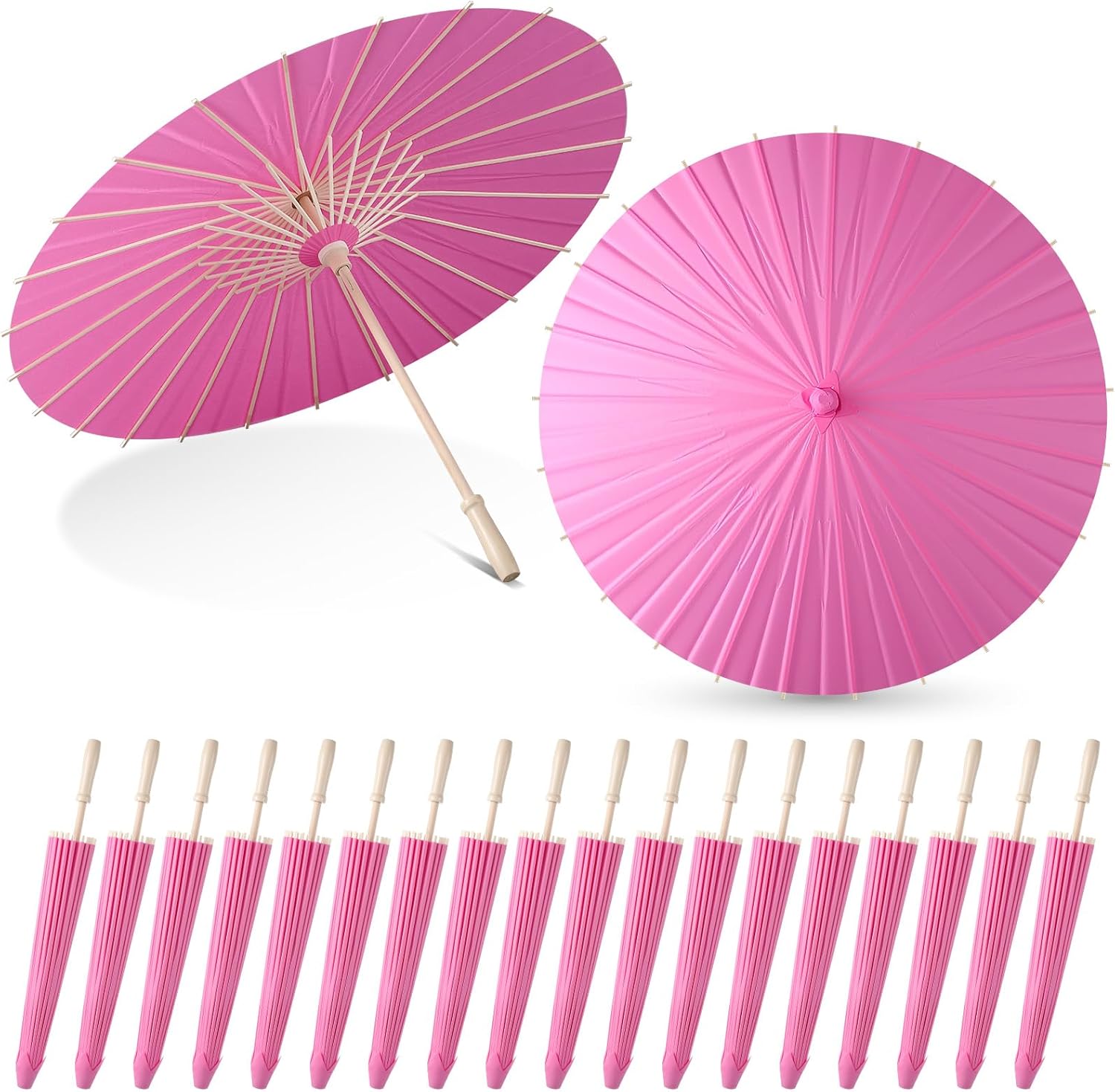 Sanwuta 20 Pcs 23.6'' Paper Parasol Umbrellas Chinese Japanese Oil Paper Parasols Handmade for Wedding Guest DIY Photo Props