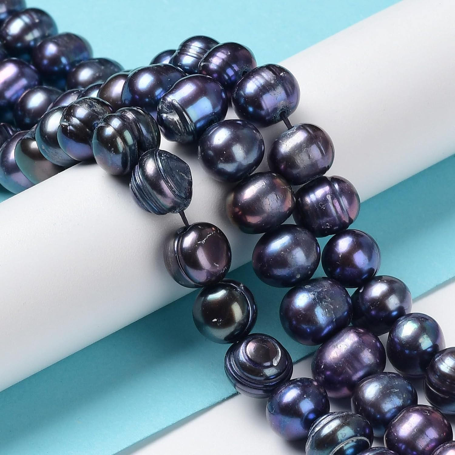 Ipotkitt Approx 53pcs/Strand Natural Cultured Freshwater Pearl Beads 3 Strands Dyed Silver Color Baroque Style Craft Beads for DIY Necklace Bracelet Jewelry Making