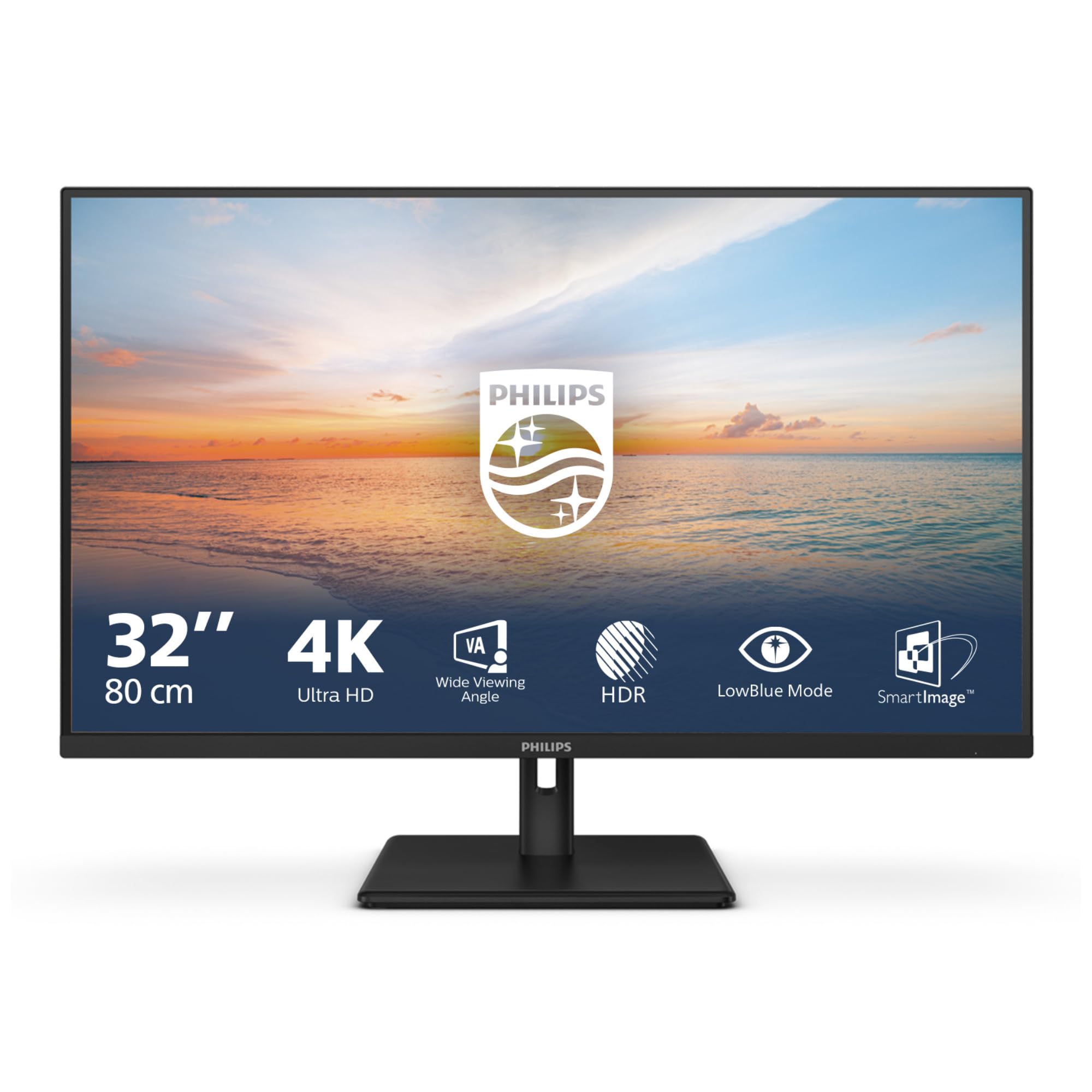 PHILIPS Monitor 32E1N1800LA 32 pollici 3840x2160, UHD, 60Hz, VA Panel, 4ms GtG, Speakers, (HDMI2x 2.0 DP 1x 1.4) HDR10, Nero