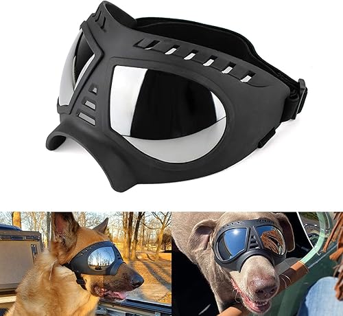 Miniatura 9 de Namsan Gafas de sol para perros de tamaño mediano y mediano con rayos UV, a prueba de viento, a prueba de nieve, marco suave, para protección de