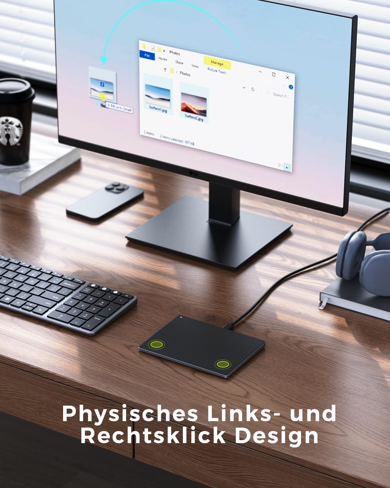 seenda Touchpad per PC, trackpad esterno in alluminio con navigazione multi-touch, mouse touchpad ad alta precisione con cavo solo per Windows 11/10, computer/laptop, nero e grigio