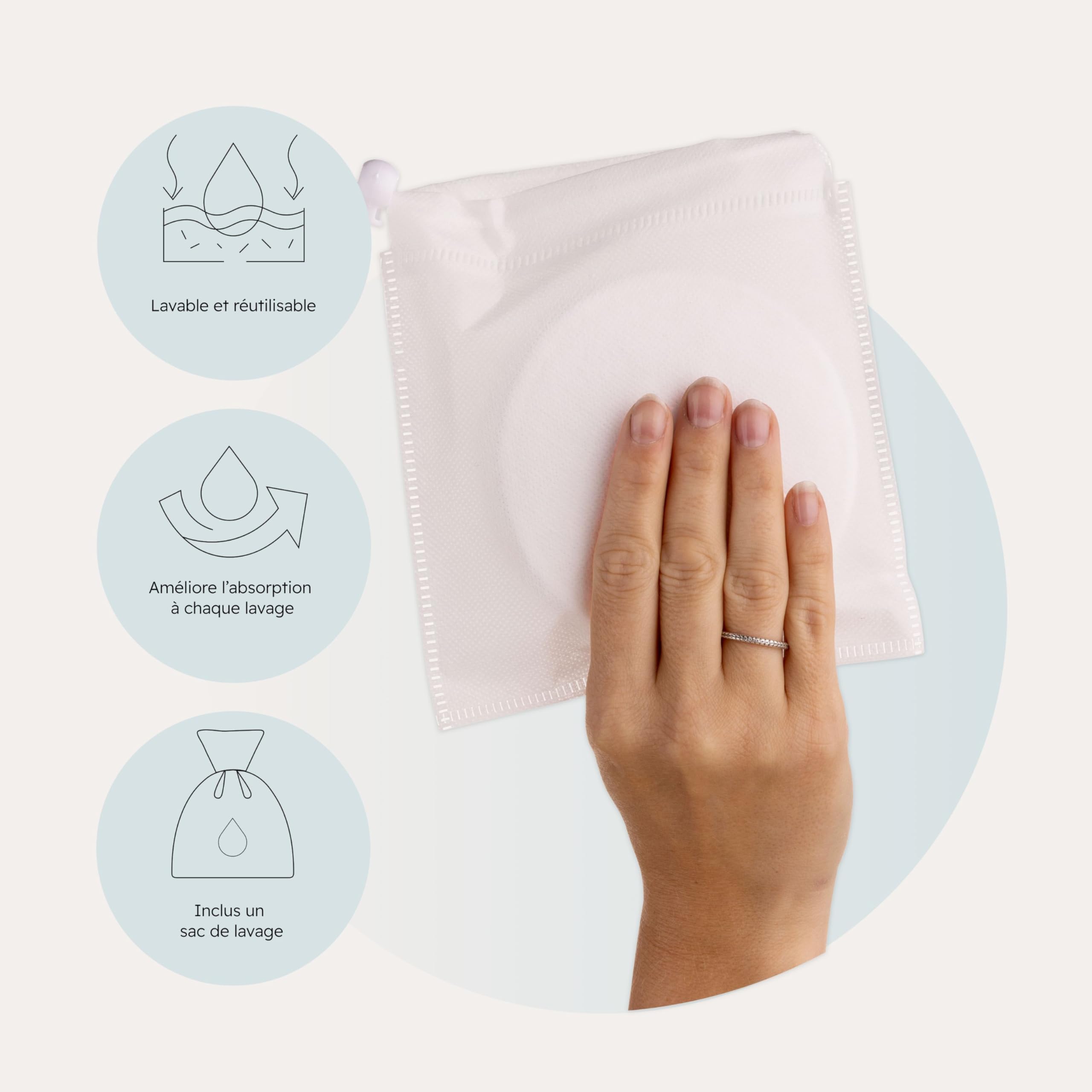 Carriwell 6 x Coussinets d'Allaitement Lavables en Coton Bio – Réutilisables, Absorbant & Écologiques, Doux, Respirants & Anti-Fuites, Avec Pochette de Lavage, Prévenant la Mastite & les Crevasses