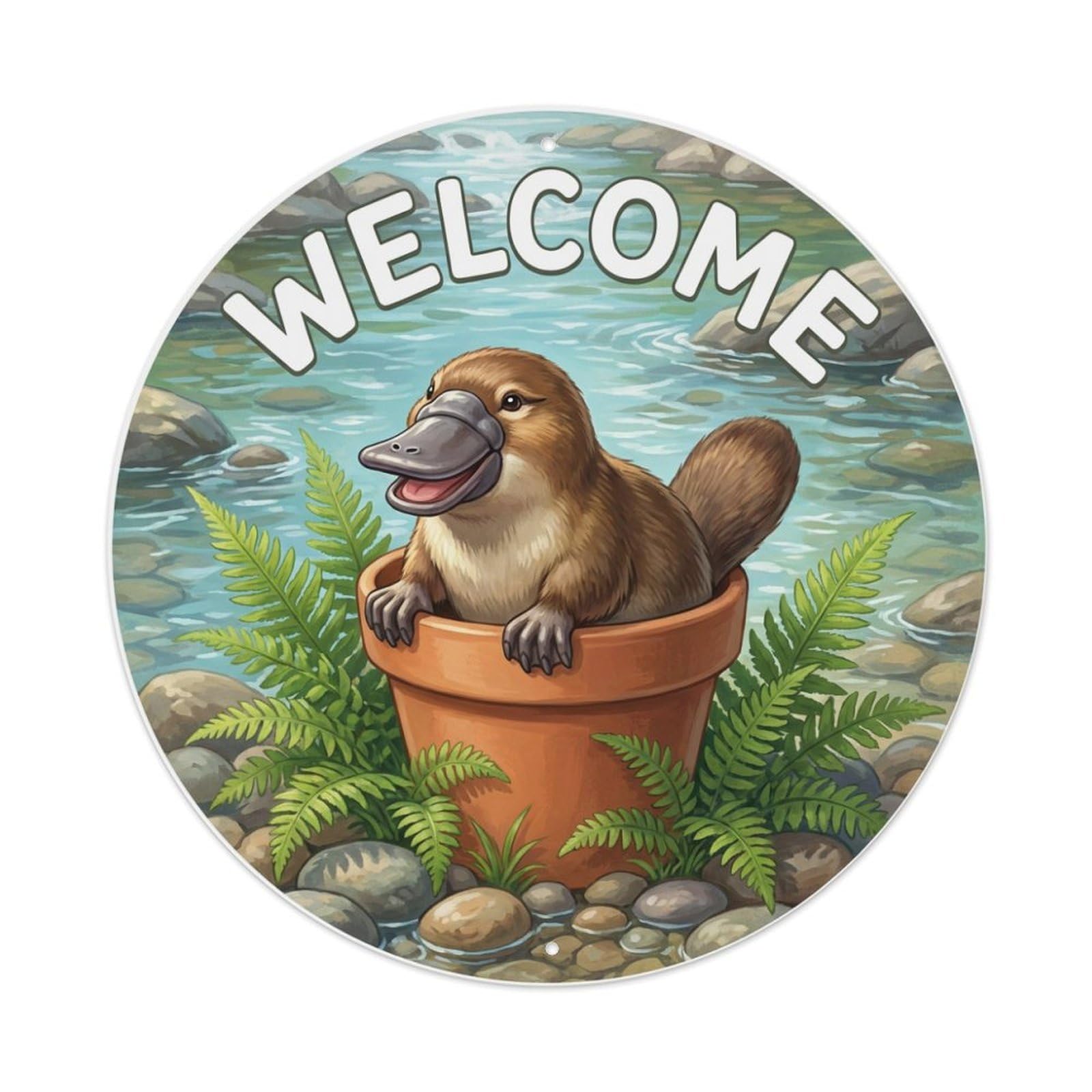 Metal Tin Sign Welcome Platypus Creek Bank