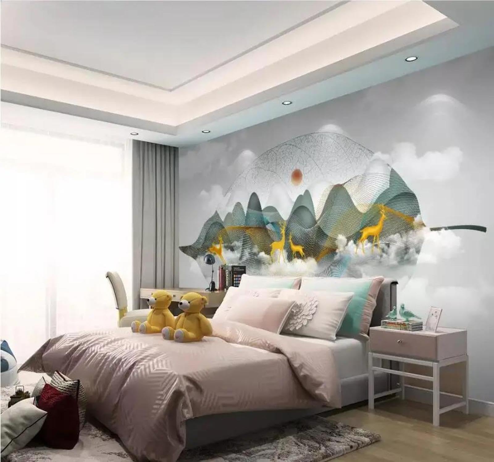 Papier peint 3D paysage chinois haut de gamme en tissu intissé