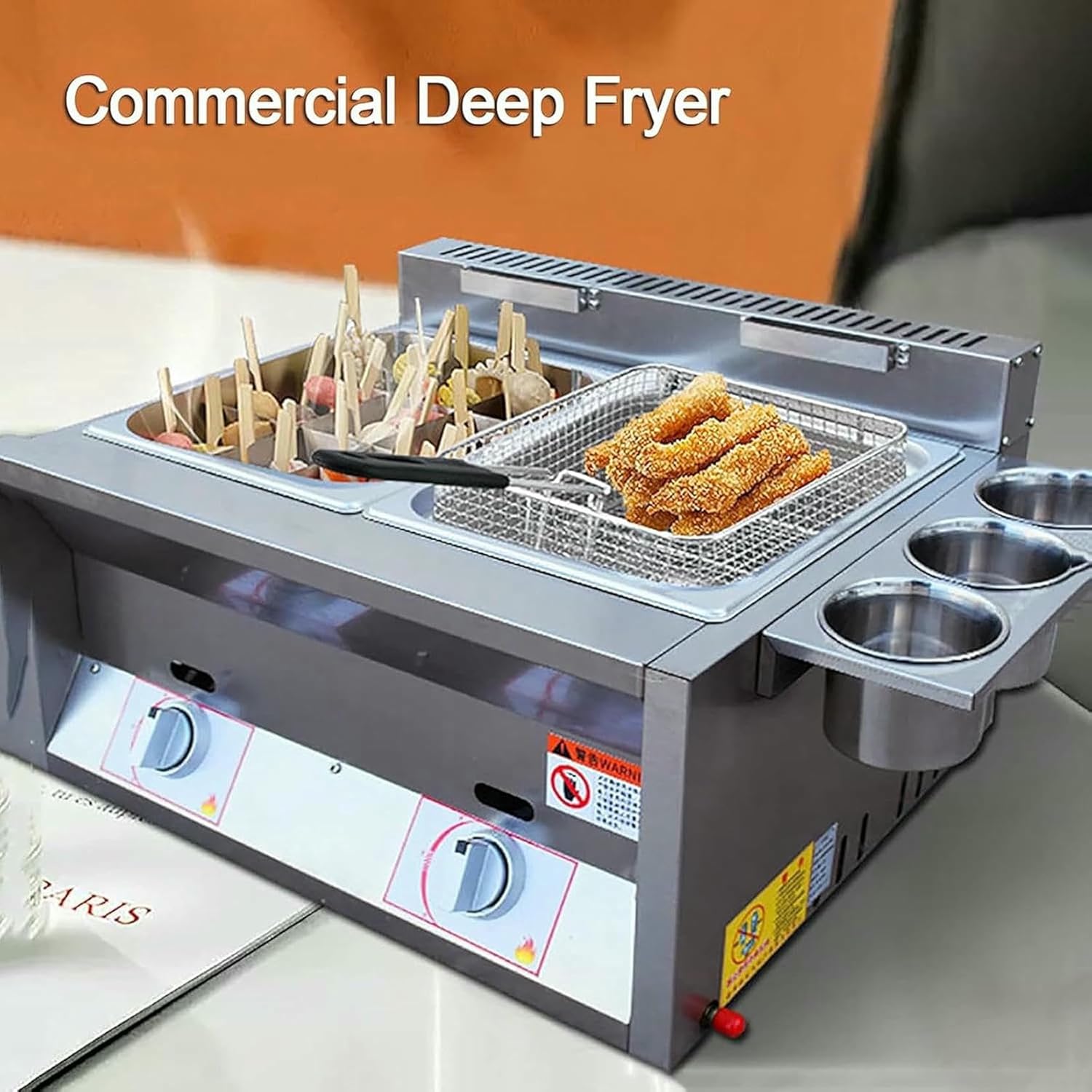 Deep Fryer 6L/12L Commercial Gas Fryer, Stainless Steel Outdoor Cooker, for Home Kitchen Restaurant~/