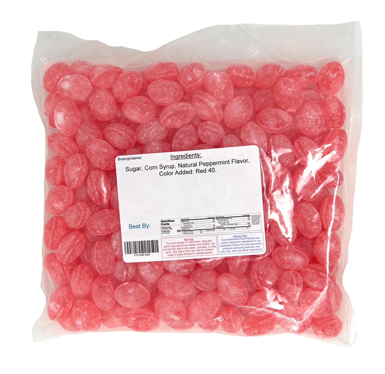 YANKEETRADERS Peppermint Hard Sanded Candy Drops, 40 Oz. Bulk Bag (Pack of 2)