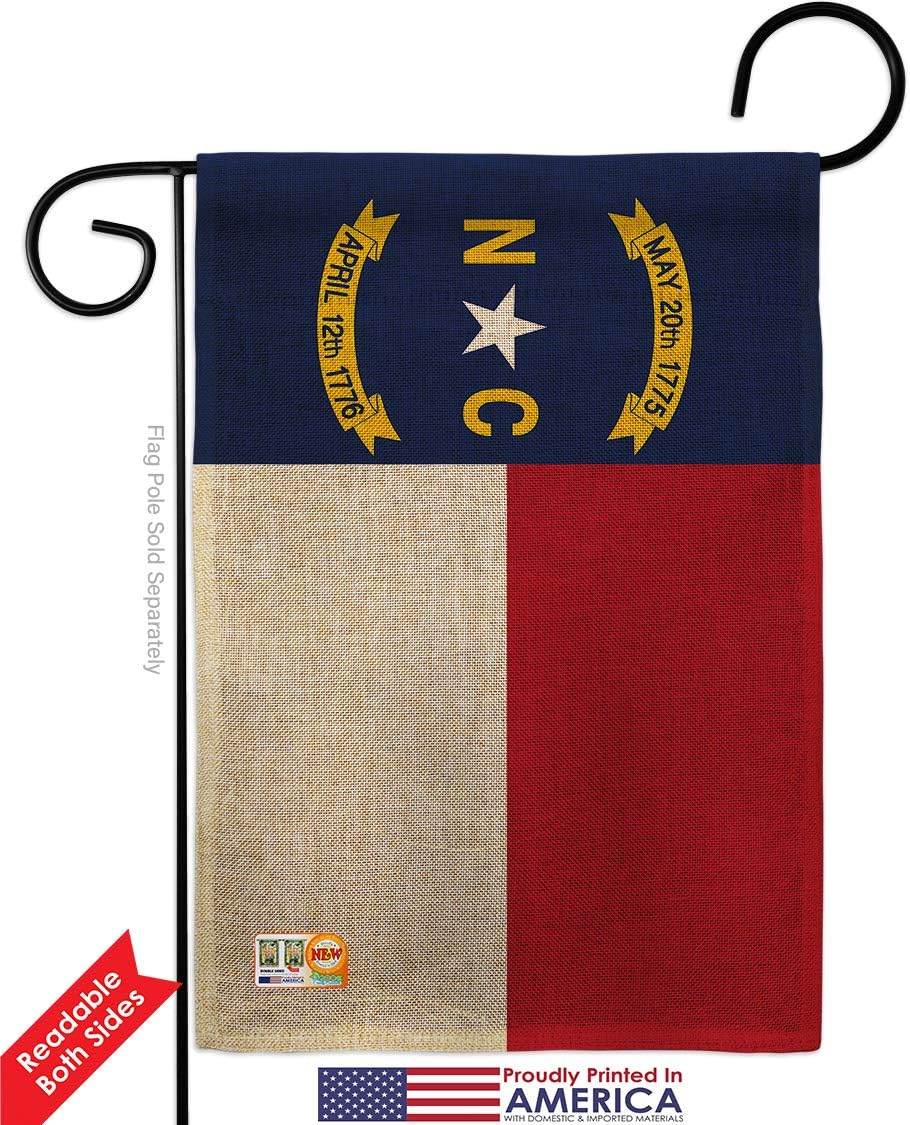 North Carolina Burlap Garden Flag Americana States USA American Territories Republic Country Particular Area Small Decorative Gift Yard House Banner Double-Sided Made In 13 X 18.5