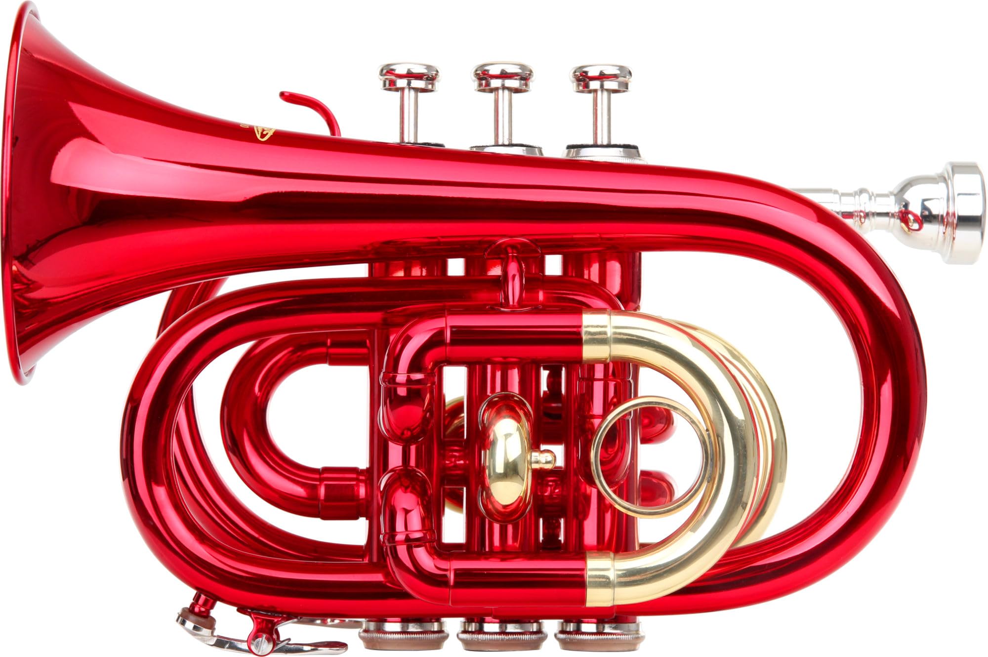 Classic Cantabile Brass TT-400 Tromba Tascabile in Sib (ottone, diametro campana: 93 mm, foro: 11,8 mm, intonazione: Sib, incl. custodia leggera, bocchino, panno per la pulizia, guanti) rossa
