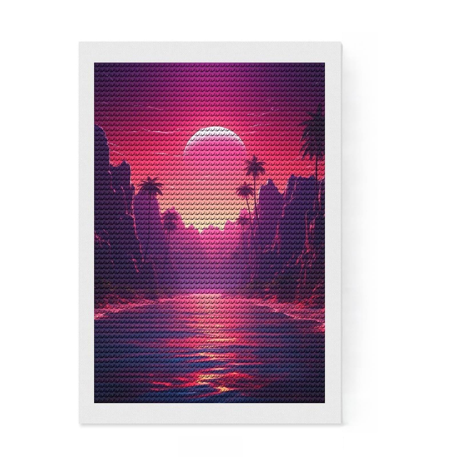 Junmoney Radiant Chromatic Reverie Diamond Painting Canvas Set 8"x12", for Craft Lovers, Nice Detail and Sparkle, Boho Decor, Birthday Gift