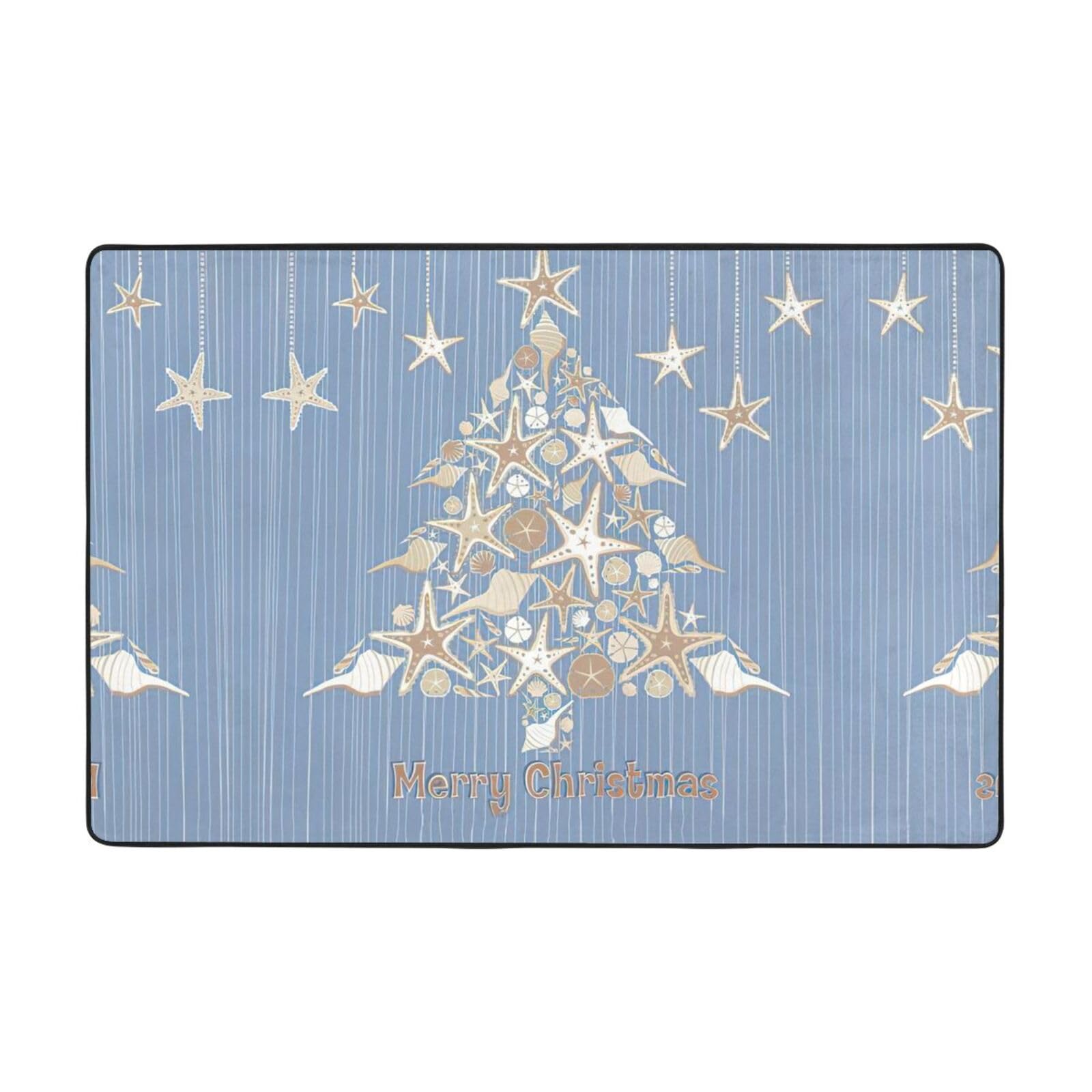 Tapis de chambre EdWal grand confort doux avec imprimé coquillages de Noël pour cuisine