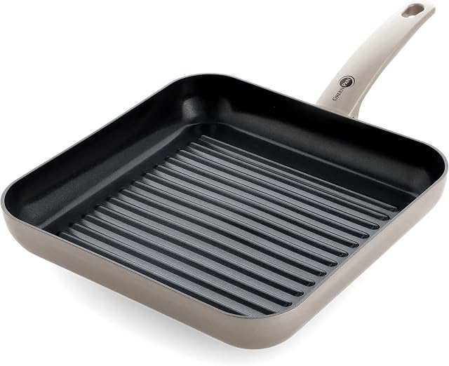 GreenPan Grill Pan, Non Stick, Toxin Free Ceramic Pan - Induction & Oven Safe Cookware - 28 cm, Bronze