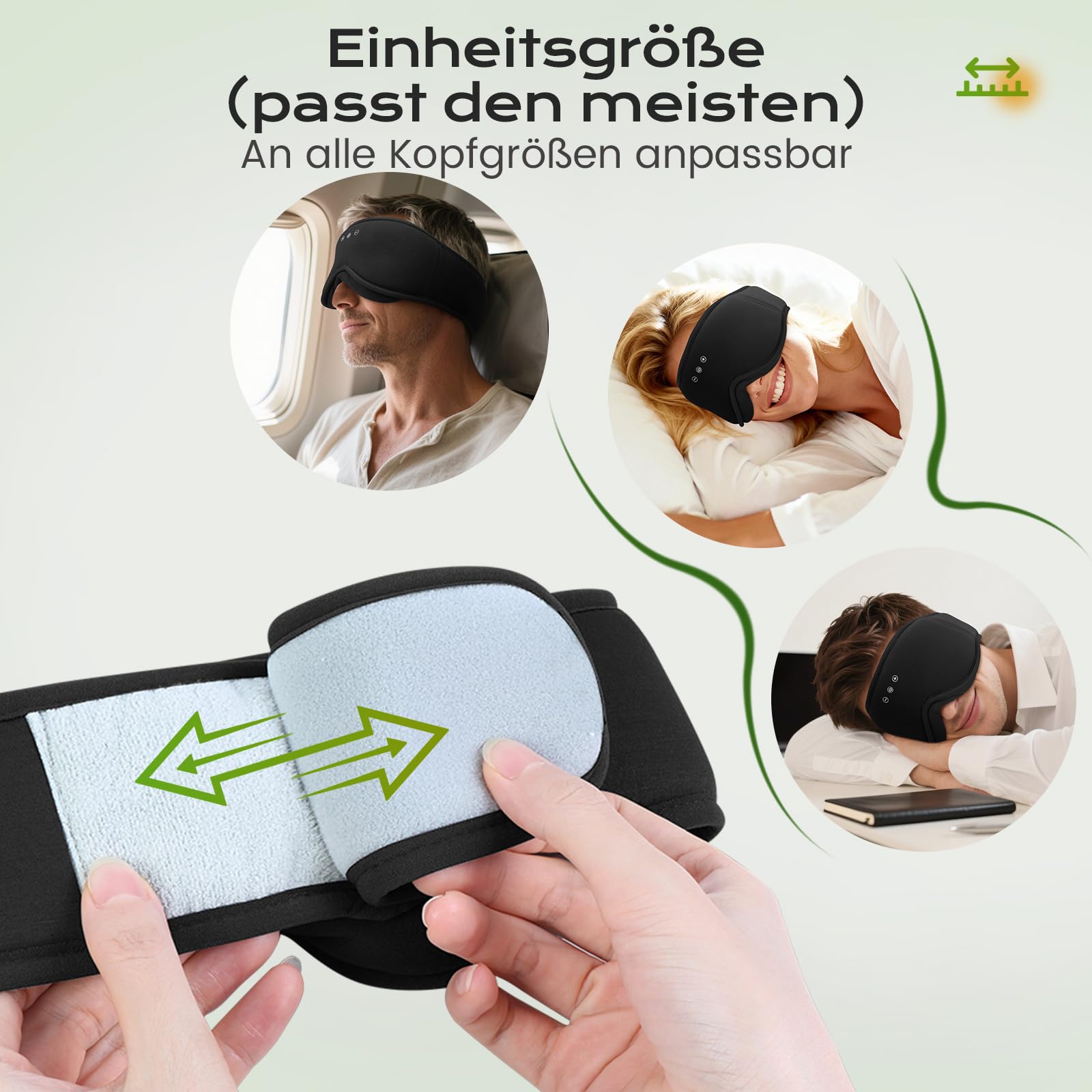 musicozy Máscara de bambú 3D para dormir con auriculares para DE (XY), color negro