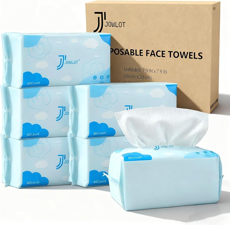 JOWLOT Toalhas faciais descartáveis de algodão, 480 unidades