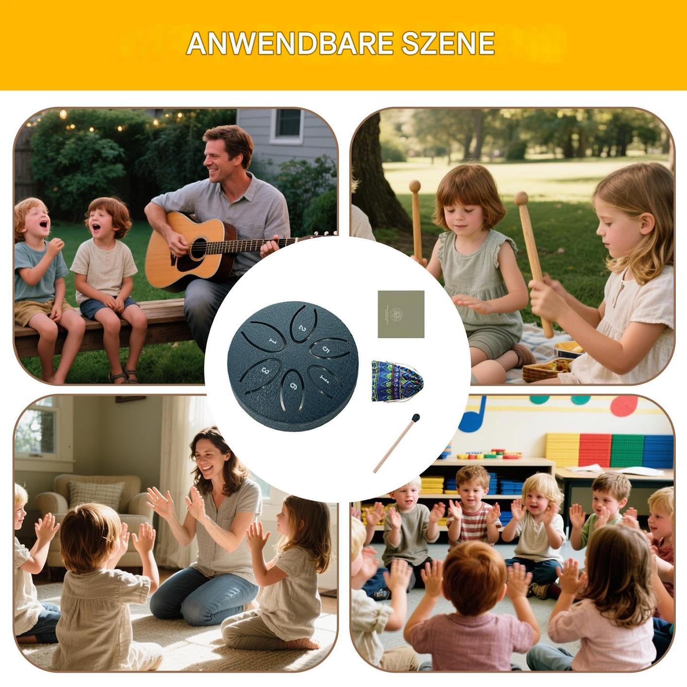 Garten Regentrommel Für Draußen - 8 Cm 6 Töne Stahl Zungentrommel Für Draußen - Meditatives Lerninstrument Für Anfänger Schule Klasse Zuhause Yoga