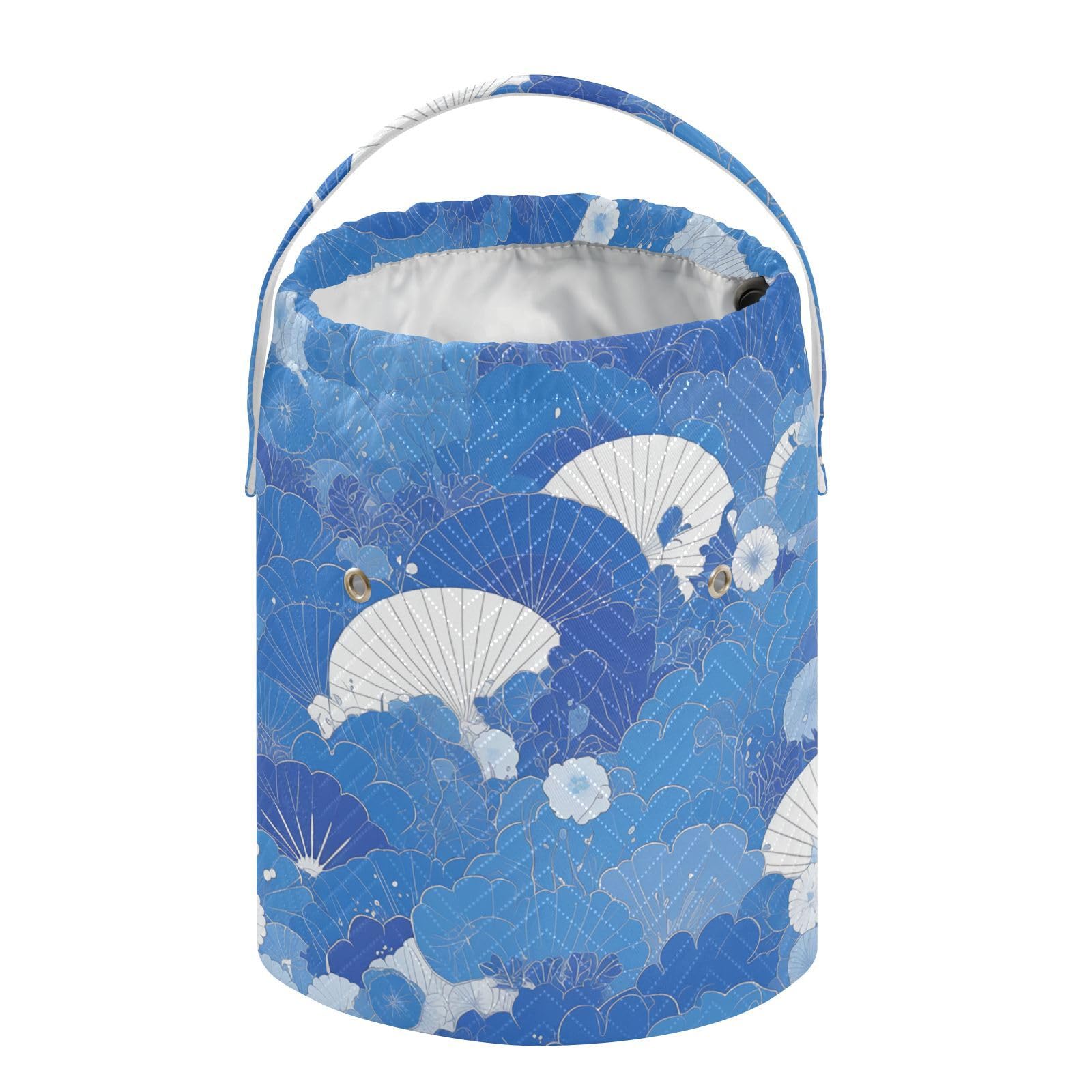 Japanese Style Fan Gold Blue Crochet Bags Crochet Bag Kit Portable Travel Storage for Knitting Tools Knitting Organizer