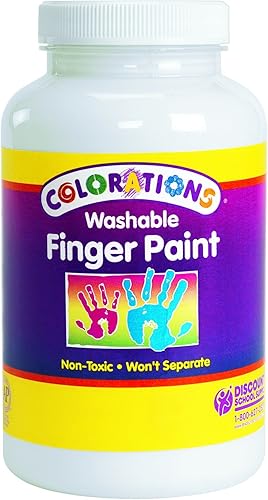 Colorations Pinturas lavables para dedos, 16 fl oz, blancas, no tóxicas, cremosas, vibrantes, pintura para niños, manualidades, pasatiempos,