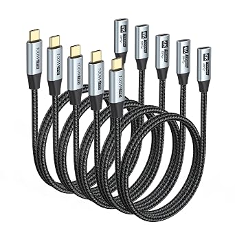 USB C Extension Cable 6FT 5-Pack,USBC Extender Cord USB 3.210Gbps Male to Female Extension Cable 4K@60Hz Video Output,100W Charging for MacBook Pro/Air, Switch, Laptop and Mobile Phone-Grey