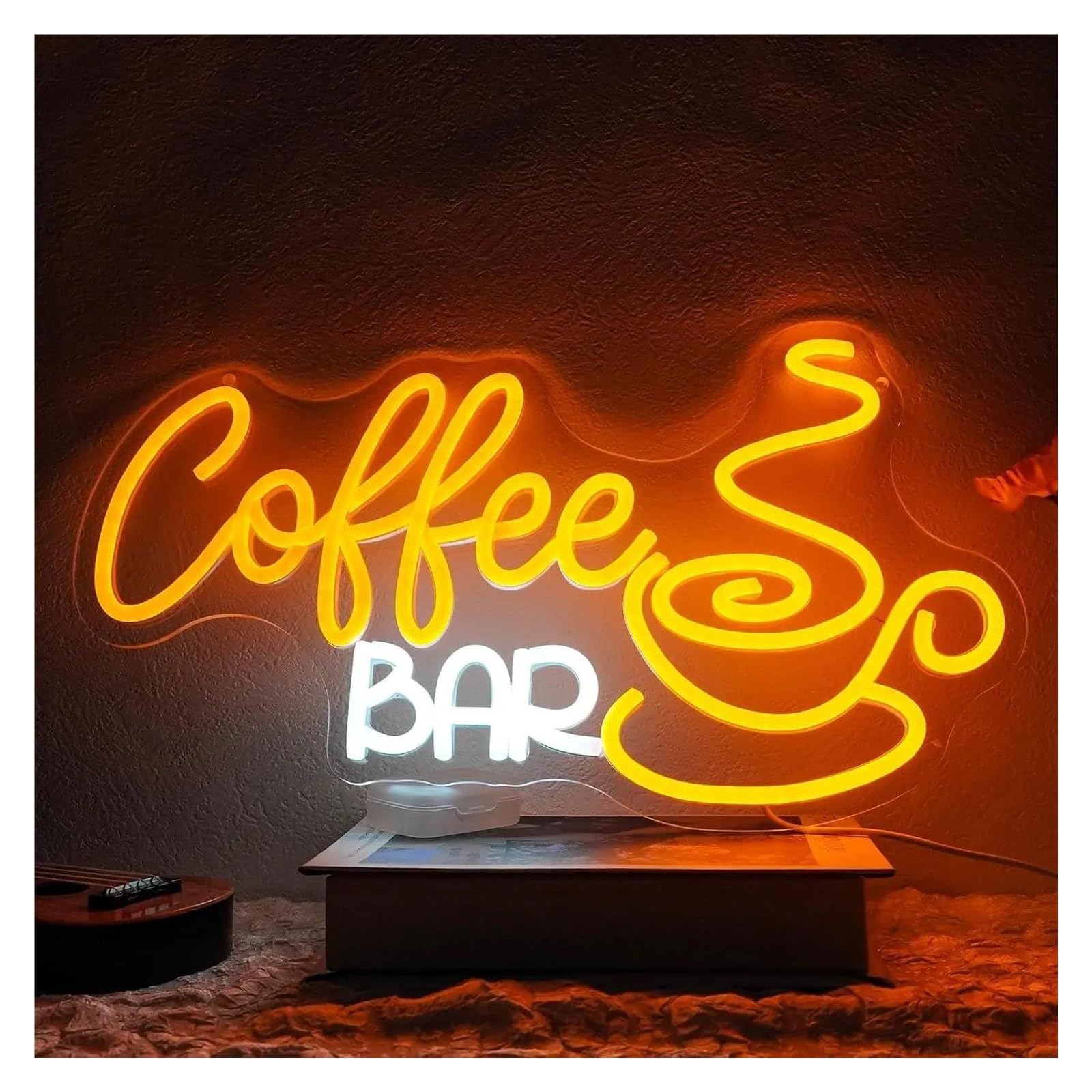 XENITE Hanging Art Neon Signs Coffee Bar Neon Sign LED Light Dimmable USB Powered for Cafe Corner Pub Home Restaurant Personzalized Wall Art Decor 42cmx23.2cm