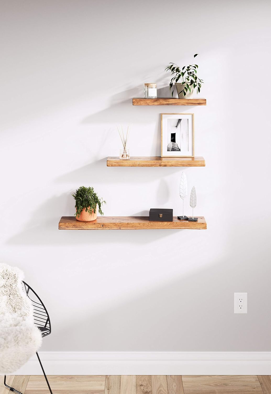 Mindful Living Live Edge Floating Wall Shelf (24" Shelf