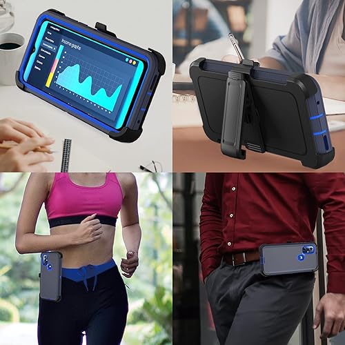 Miniatura 6 de Funda resistente para Moto G Play (2023) y Moto G Power (2022), con funda de clip para cinturón y soporte, funda protectora resistente a los golpes